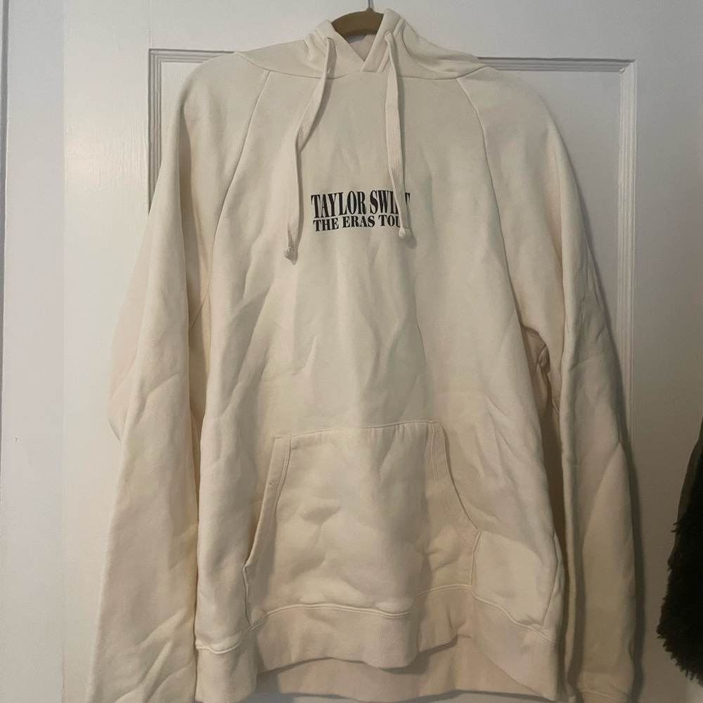 Taylor Swift Cream Hoodie with Tour Print